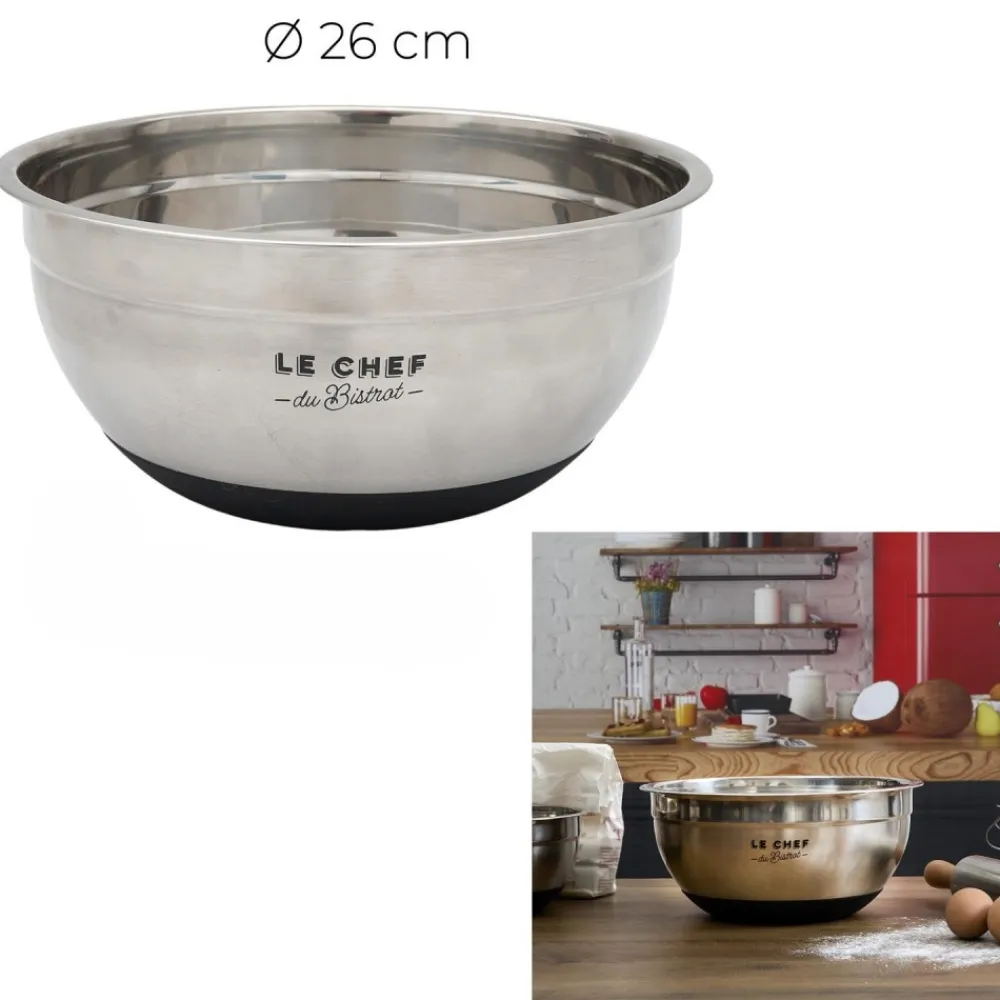 Antypoślizgowa miska ze stali nierdzewnej 26 cm * HowHomely