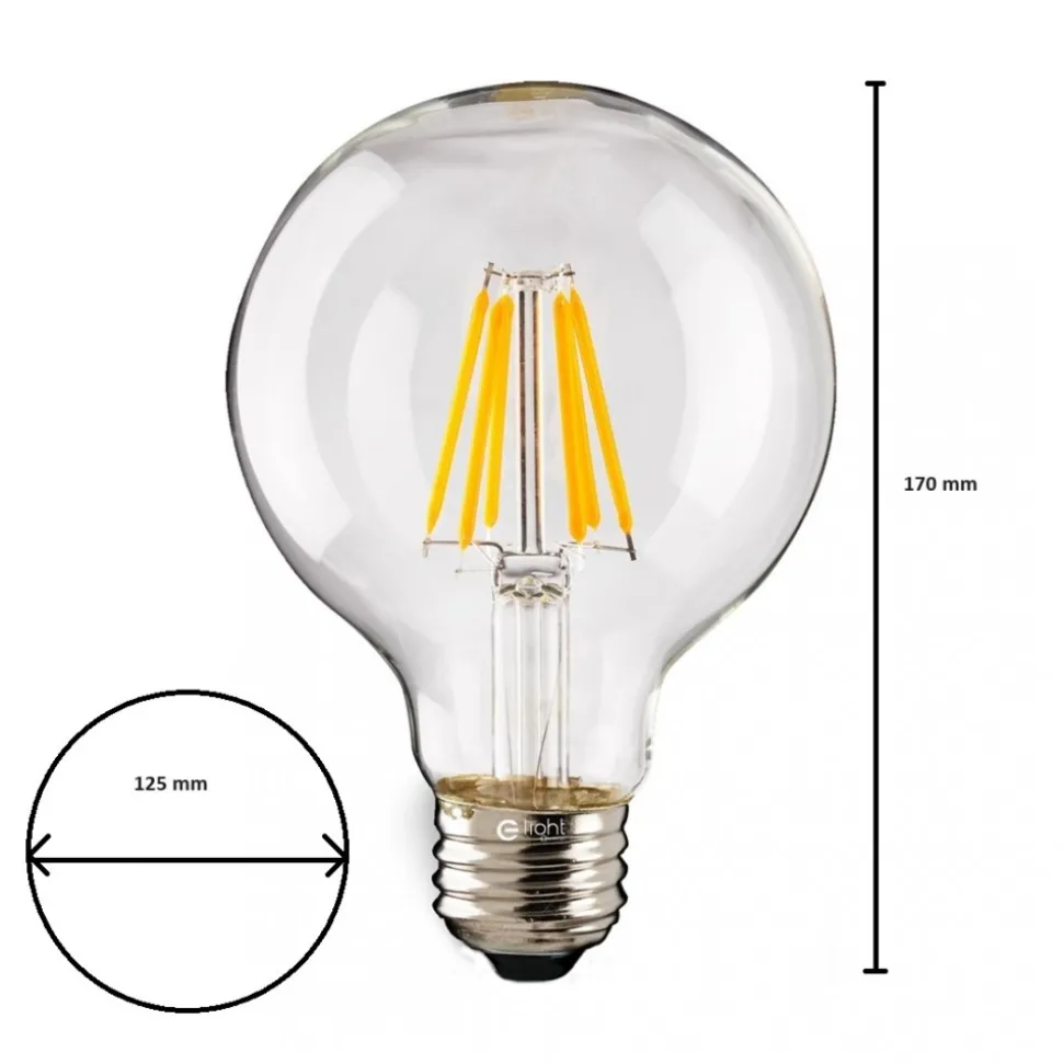 Żarówka Filamentowa LED 7W G125 E27 Ciepła 2700K
