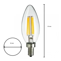 Żarówka Filamentowa LED 4W Świeczka E14 Ciepła 2700K