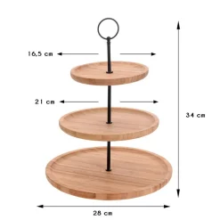 Bambusowa patera na ciasto 3 poziomy 34 cm