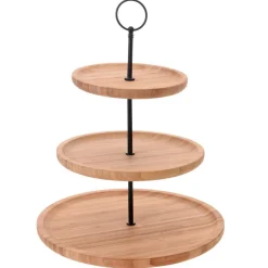 Bambusowa patera na ciasto 3 poziomy 34 cm