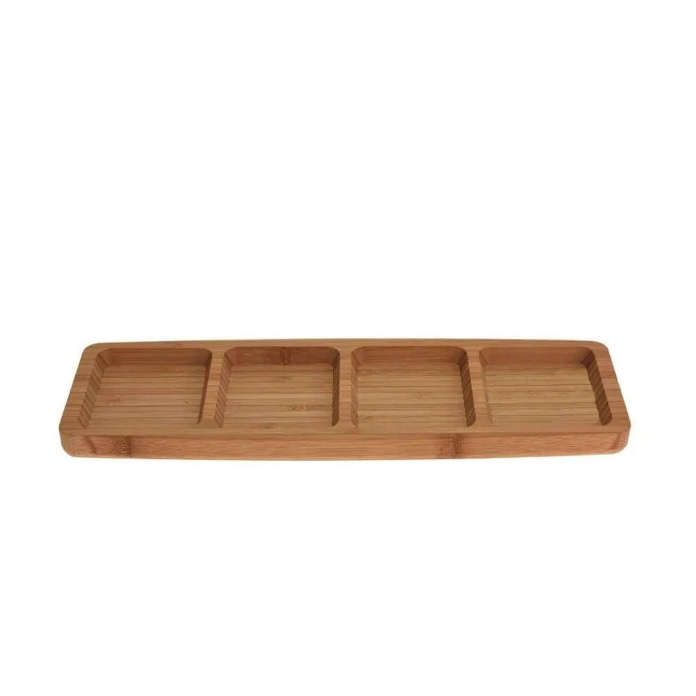 Bambusowa patera do serwowania z przegródkami 33 cm * Excellent Houseware Clearance