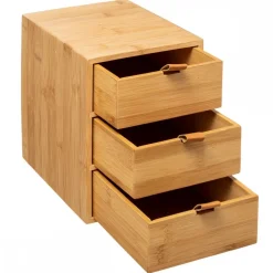 Bambusowy organizer z 3 szufladkami