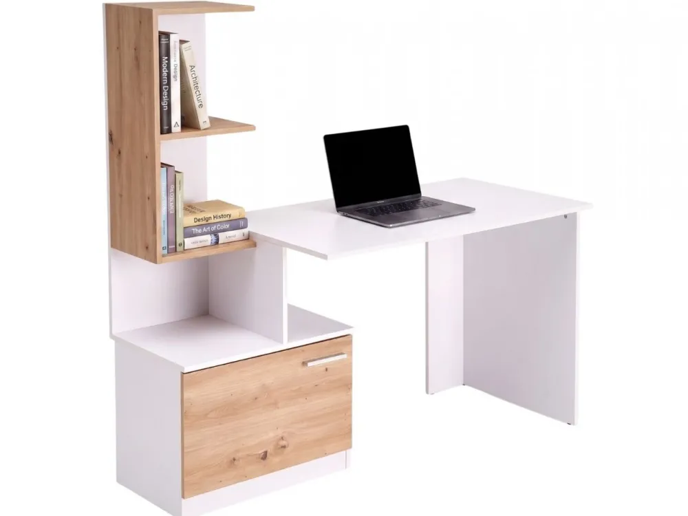 Białe biurko z nadstawką Miso * Halmar Best