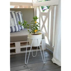 Biały nowoczesny kwietnik Loft 45 cm