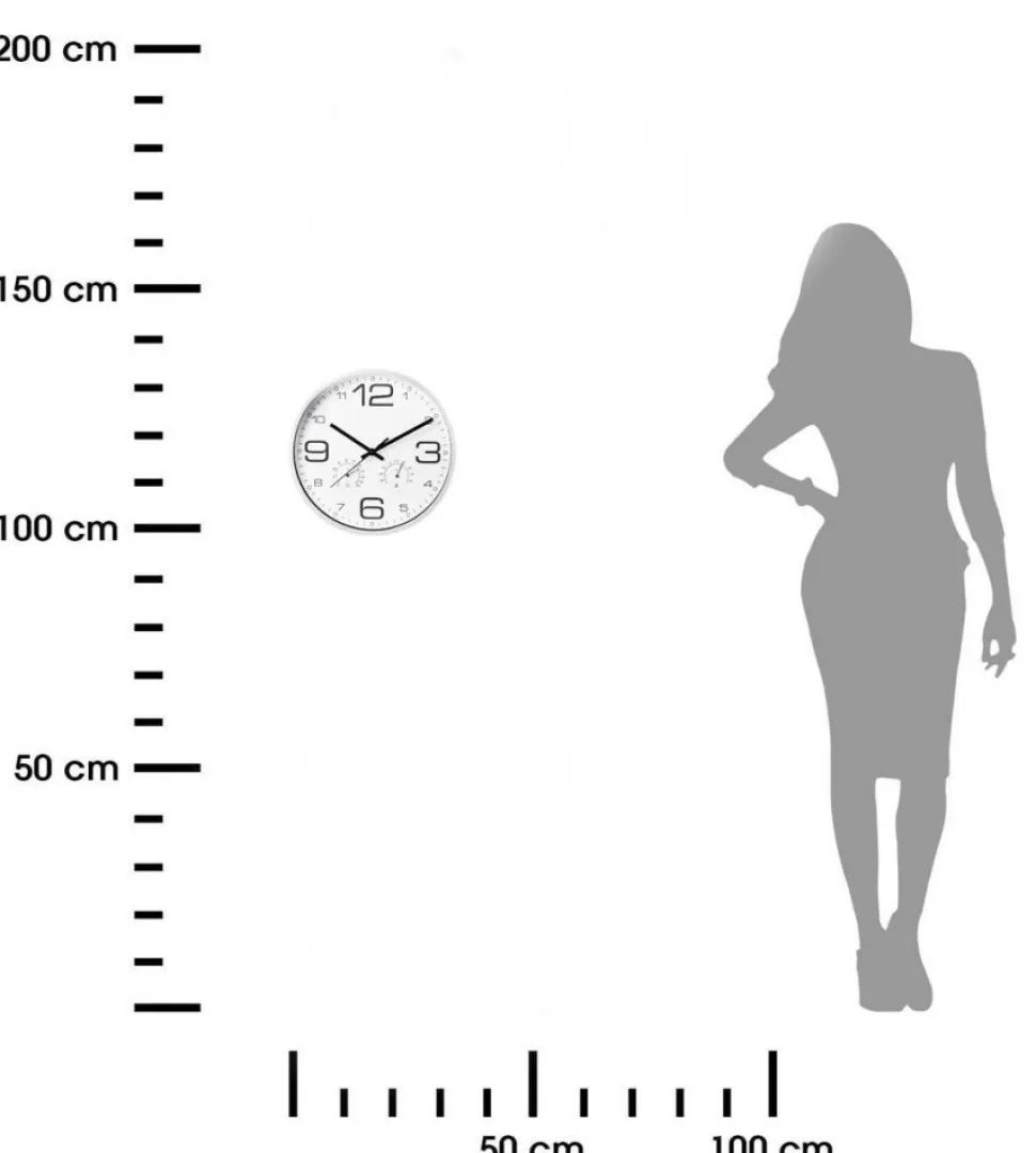 Biały Zegar ścienny z termometrem 30,5 cm