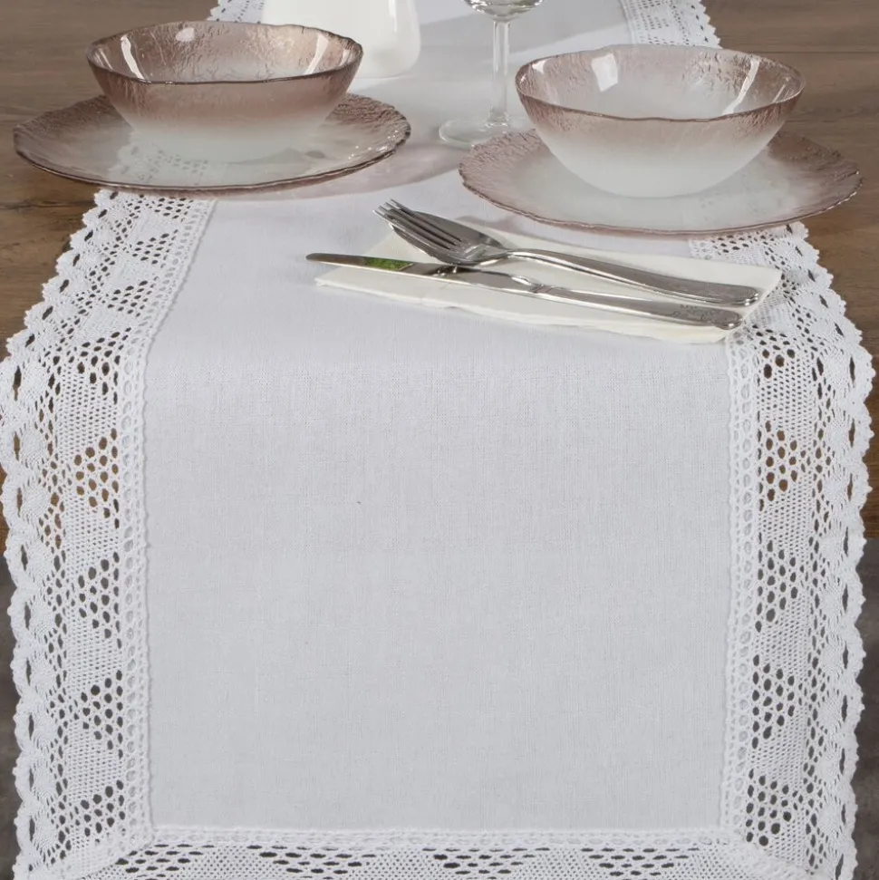 Bieżnik NATALY 40X140 cm biały koronka