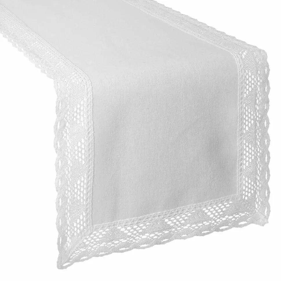 Bieżnik NATALY 40X140 cm biały koronka
