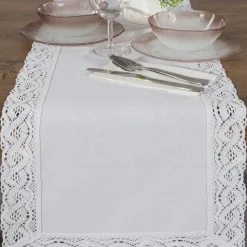 Bieżnik SUSAN 40X140 cm biały koronka