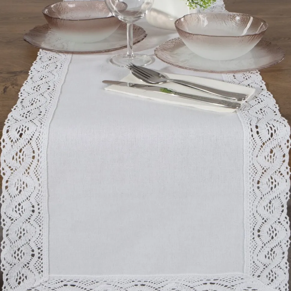 Bieżnik SUSAN 40X140 cm biały koronka