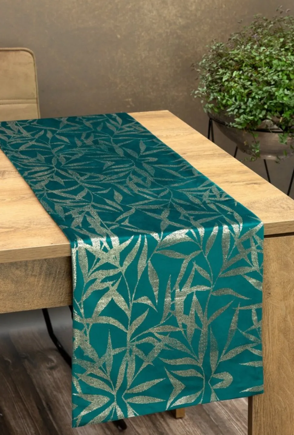 Bieżnik velvetowy BLINK 15 35x180 cm ciemnoturkusowy
