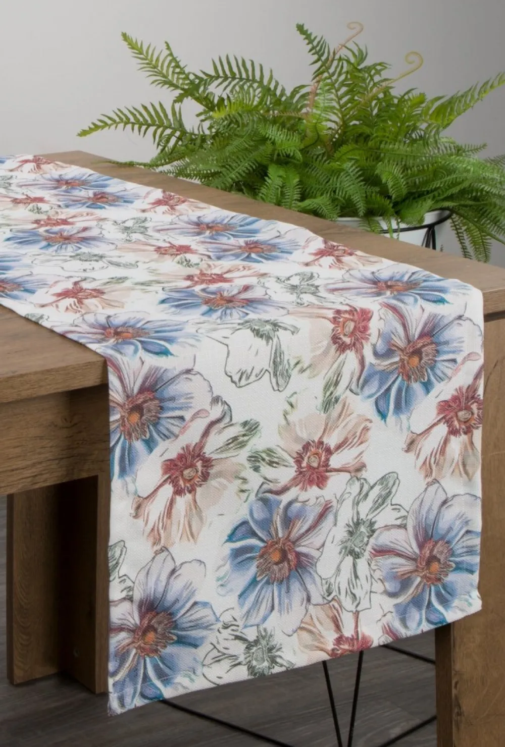 Bieżnik FLORE 7 40x140 cm biały kwiaty * EUROFIRANY B.B. Choczyńscy Sp.J. Online