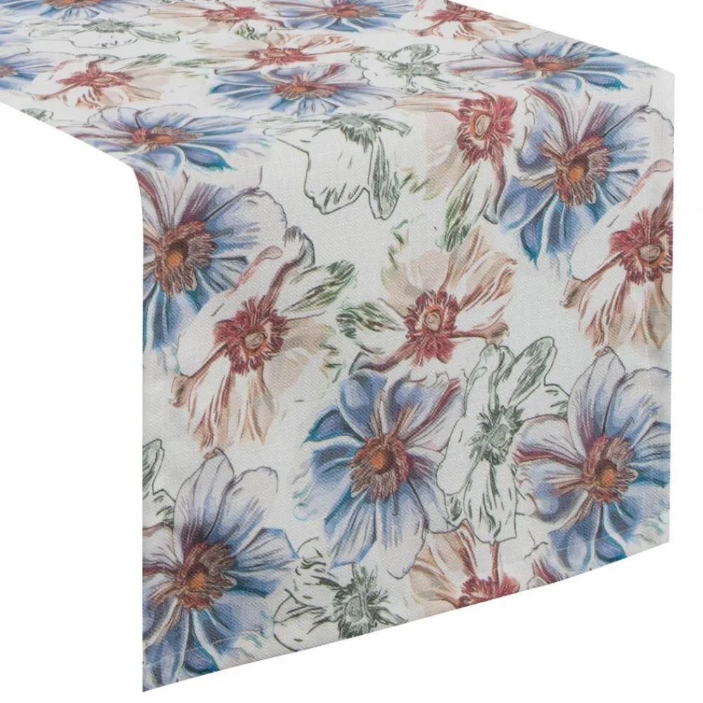 Bieżnik FLORE 7 40x140 cm biały kwiaty * EUROFIRANY B.B. Choczyńscy Sp.J. Online