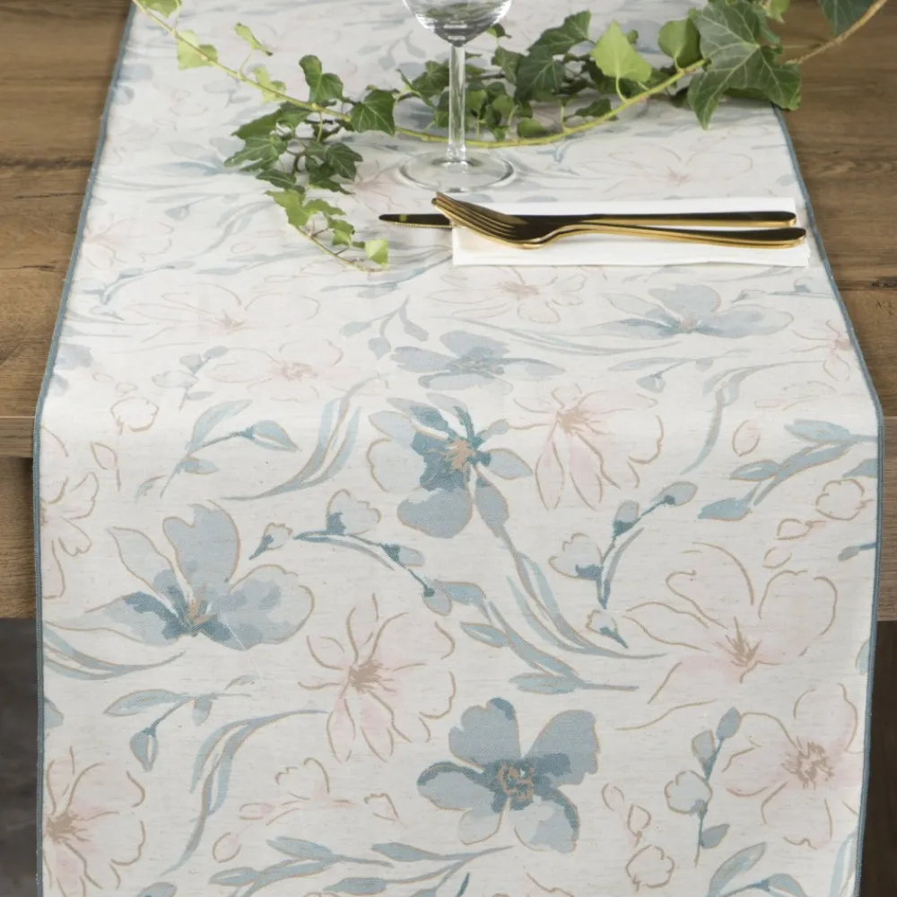 Bieżnik INES 10 40x140 cm naturalny kwiaty * EUROFIRANY B.B. Choczyńscy Sp.J. Discount