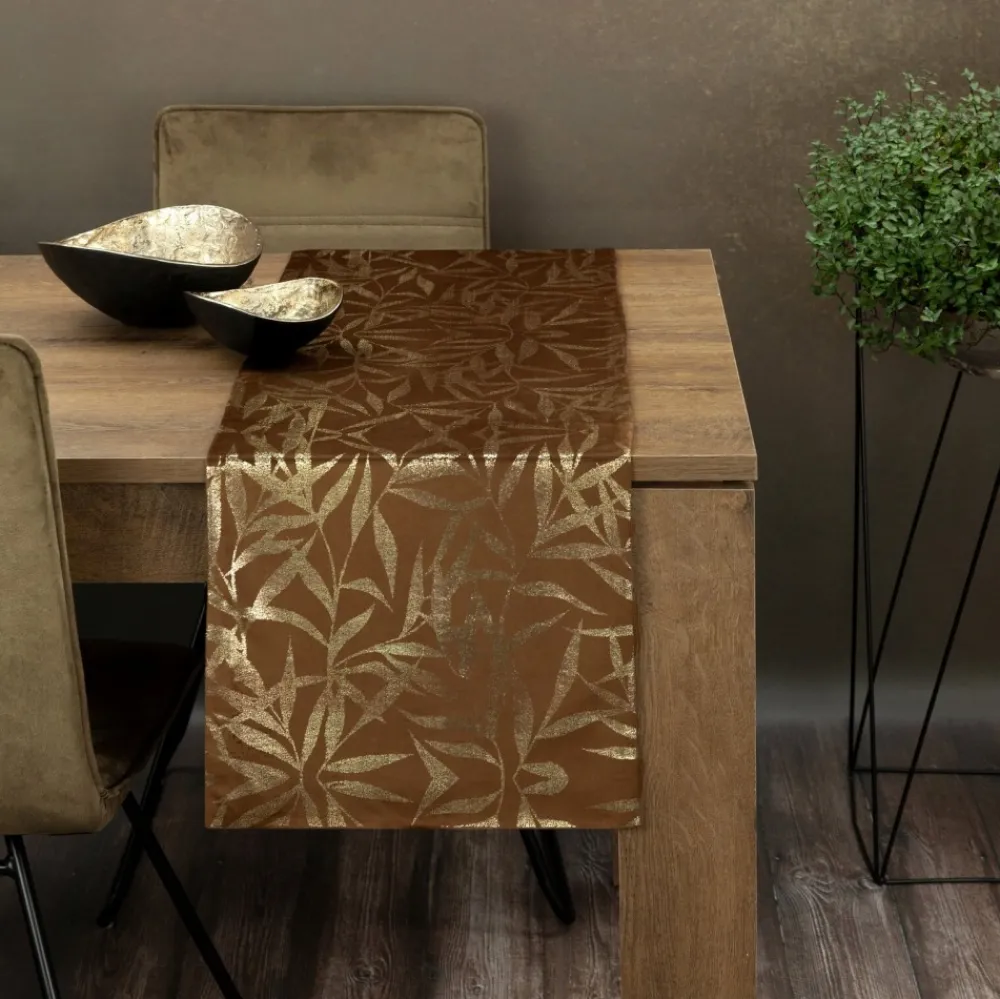 Bieżnik welwetowy BLINK 15 35x180 cm brązowy * EUROFIRANY B.B. Choczyńscy Sp.J. Outlet
