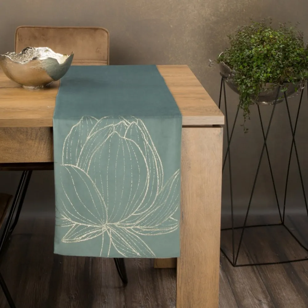 Bieżnik welwetowy BLINK 12 35x140 cm ciemnomiętowy * EUROFIRANY B.B. Choczyńscy Sp.J.