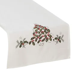 Bieżnik z haftem ZIELONY UROK 40x160 cm biały * MARKIZETA SPÓŁKA Z OGRANICZONĄ ODPOWIEDZIALNOŚCIĄ Outlet