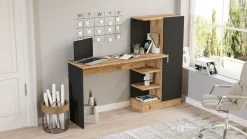 Biurko z szafką LAURA kolor sosna czarny * HowHomely Clearance