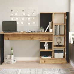 Biurko z szafką LAURA kolor sosna czarny * HowHomely Clearance