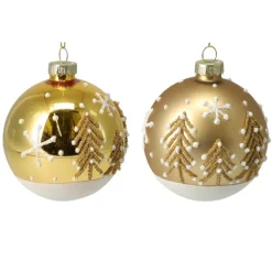 Bombki choinkowe szklane złote 12 szt. 8 cm