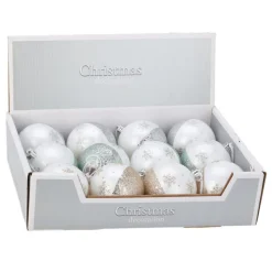 Bombki choinkowe z kolorowymi spodami 12 szt. 8 cm