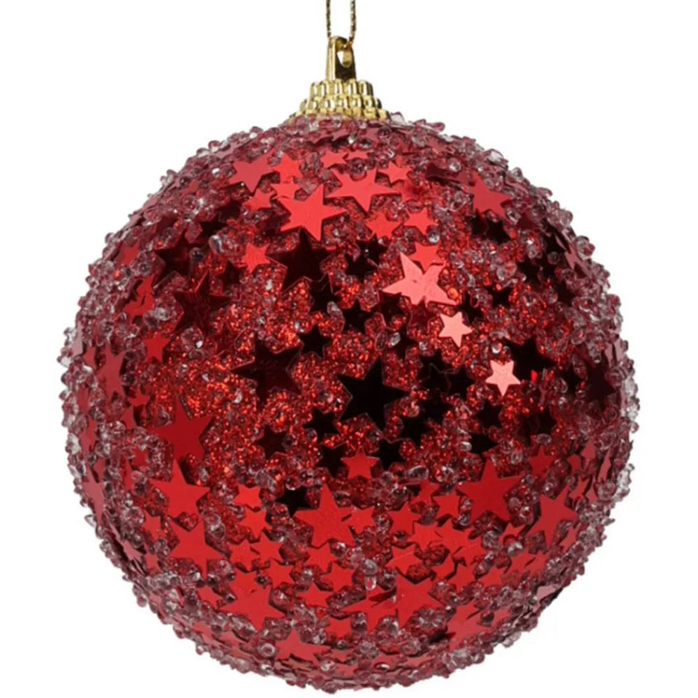 Bombki choinkowe czerwone brokatowe 12 szt. 8 cm * H&S Decoration Outlet
