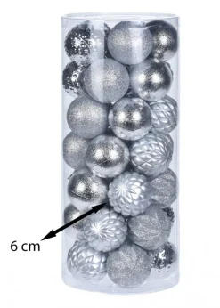 Bombki choinkowe Diamond srebrne 35 szt * H&S Decoration Discount