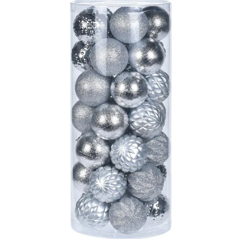 Bombki choinkowe Diamond srebrne 35 szt * H&S Decoration Discount