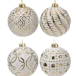 Bombki choinkowe kule biało-złote 12 szt * H&S Decoration Sale