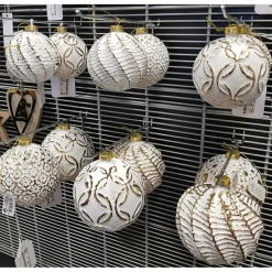 Bombki choinkowe kule biało-złote 12 szt * H&S Decoration Sale