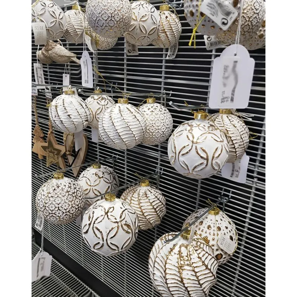 Bombki choinkowe kule biało-złote 12 szt * H&S Decoration Sale