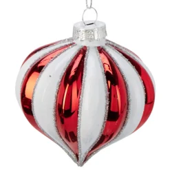 Bombki choinkowe szklane czerwono-białe 12 szt. * H&S Decoration