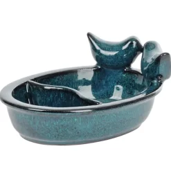 Ceramiczny karmnik dla ptaków na wodę i ziarno niebieski