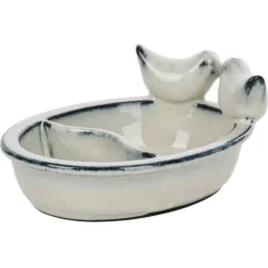 Ceramiczny karmnik dla ptaków na wodę i ziarno biały