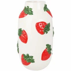 Ceramiczny wazon dekoracyjny z motywem truskawek 29 cm