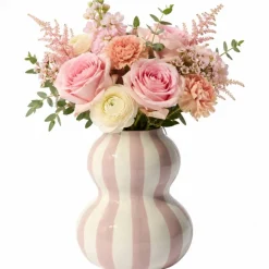 Ceramiczny wazon SOLVI 15 cm różowe pasy
