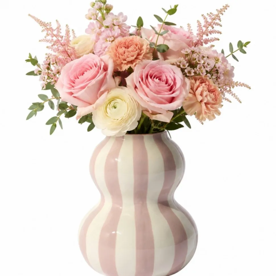 Ceramiczny wazon SOLVI 15 cm różowe pasy