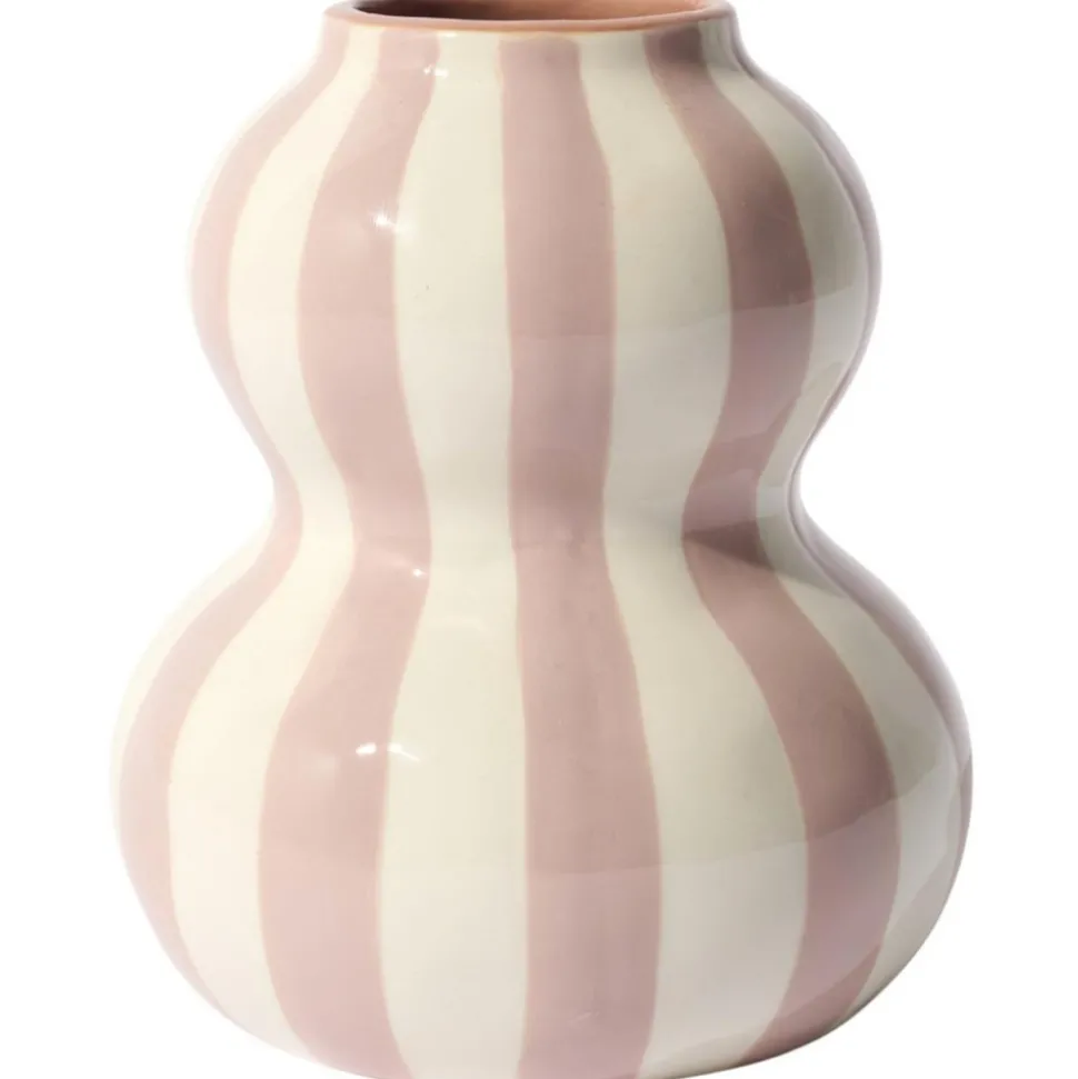 Ceramiczny wazon SOLVI 15 cm różowe pasy