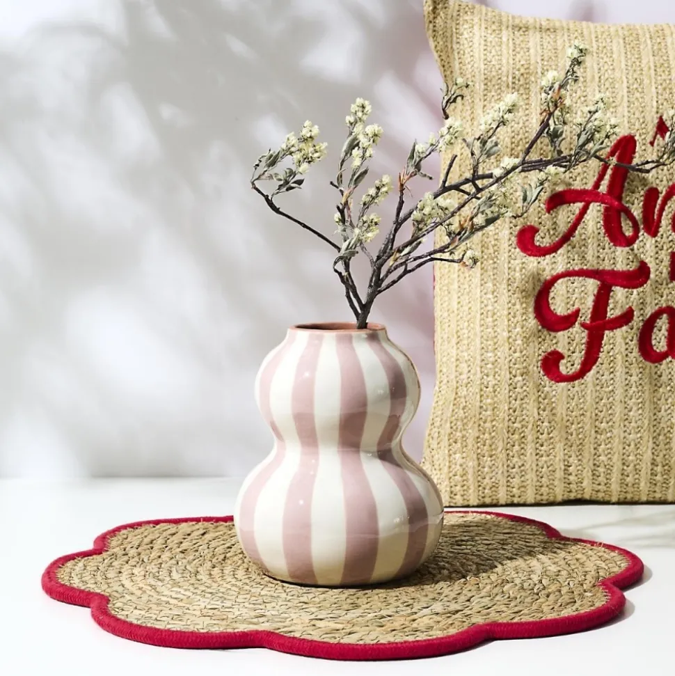 Ceramiczny wazon SOLVI 15 cm różowe pasy