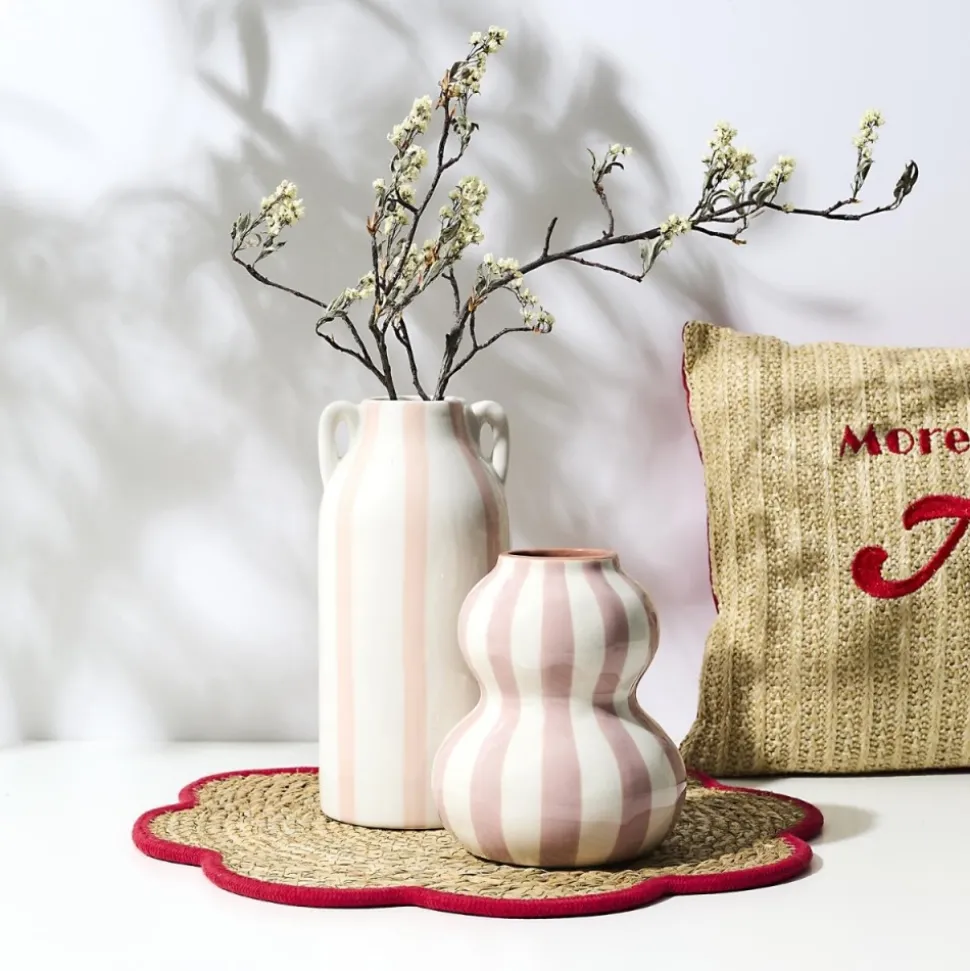 Ceramiczny wazon SOLVI 15 cm różowe pasy