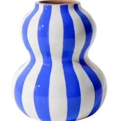 Ceramiczny wazon SOLVI 15 cm niebieskie pasy