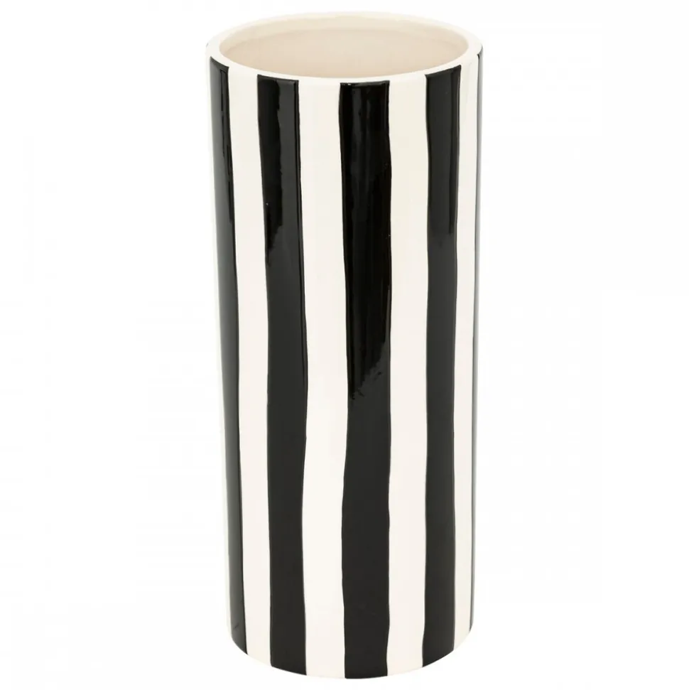 Ceramiczny wazon w paski Eden Czarny