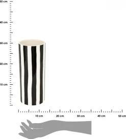 Ceramiczny wazon w paski Eden Czarny