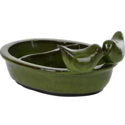 Ceramiczny karmnik dla ptaków na wodę i ziarno zielony * Esschert Design Outlet