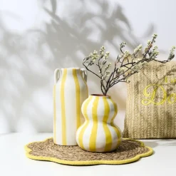 Ceramiczny wazon SOLVI 15 cm żółte pasy * HowHomely Clearance
