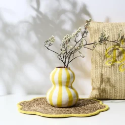 Ceramiczny wazon SOLVI 15 cm żółte pasy * HowHomely Clearance
