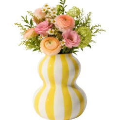 Ceramiczny wazon SOLVI 15 cm żółte pasy * HowHomely Clearance