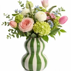 Ceramiczny wazon SOLVI 15 cm zielone pasy * HowHomely Clearance