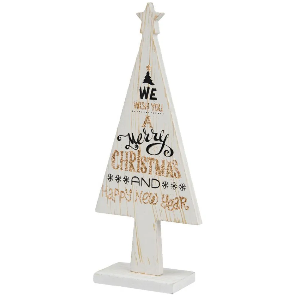 Choinka drewniana biała 25 cm wzór 3 * H&S Decoration New