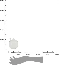 Cukierniczka porcelanowa z pokrywką i łyżeczką biała